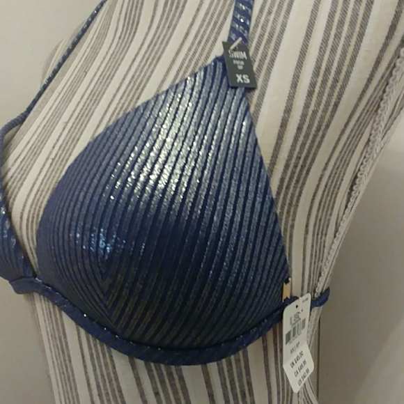 PINK Victoria's Secret Sparkly Blue Bikini ๐ Top - Picture 2 of 8